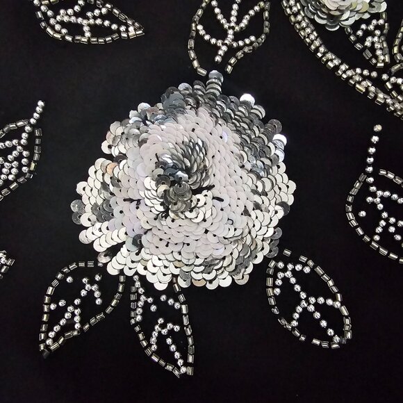 Marina By Marina Bresler Vintage Sequined & Beaded Scalloped Edge Blouse Medium - Picture 7 of 15